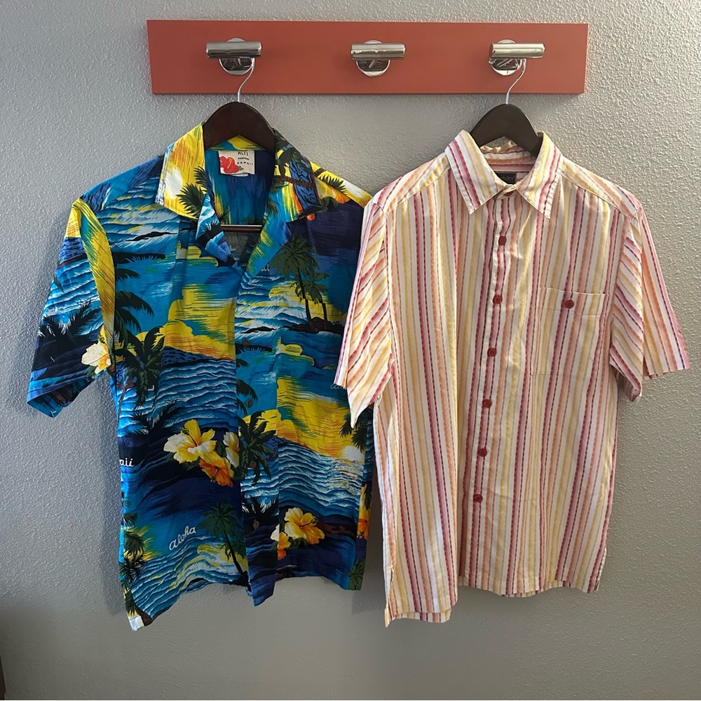 Vintage Hawaii Mens Weekend Vacation Short Sleeve Button Down 2 Shirts Sz M